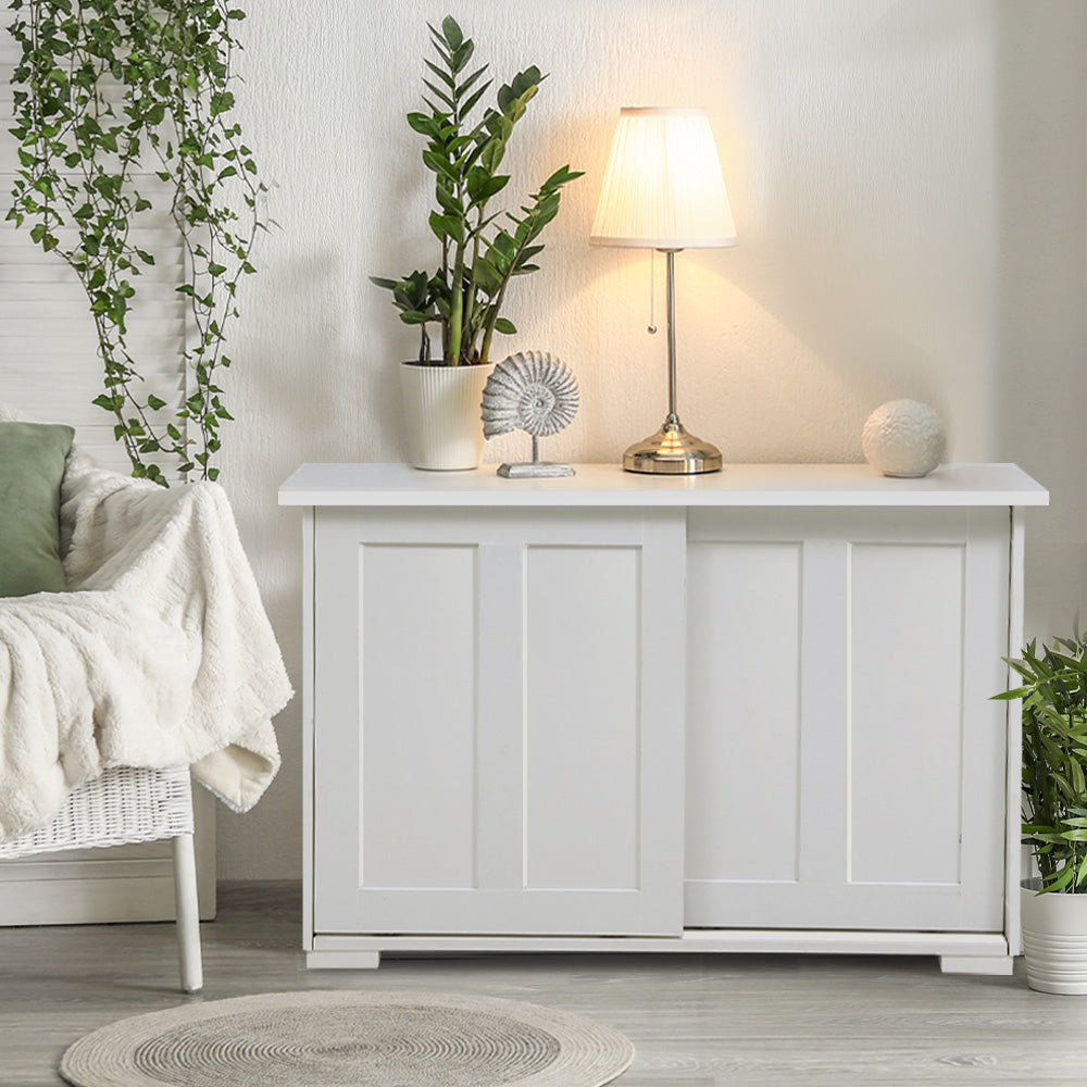 Artiss Buffet Sideboard Sliding Doors - SERA White-7