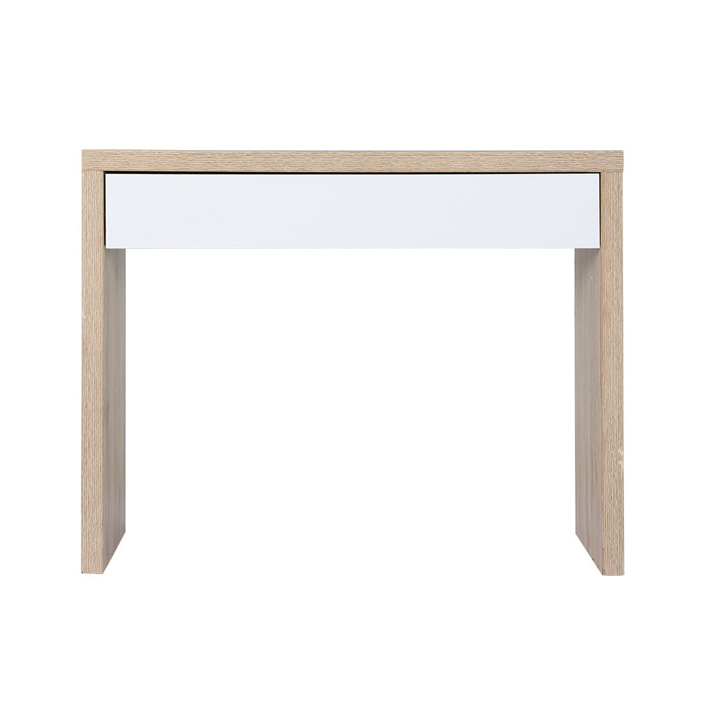 Artiss Console Table Storage Drawer Jory White Pine-2