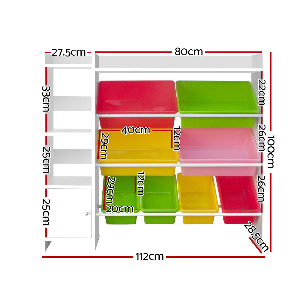 Keezi Kids Toy Box 8 Bins Bookshelf Storage Rack Organiser Toy Display-1