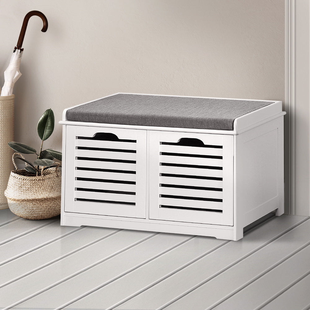 Artiss Shoe Rack Cabinet Bench White Caye-7