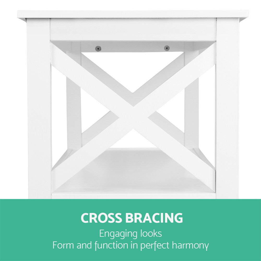 Artiss Console Table 3-tier White Polly-5