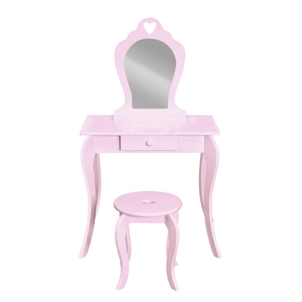 Keezi Kids Dressing Table Stool Set Vanity Mirror Princess Children Makeup Pink-2