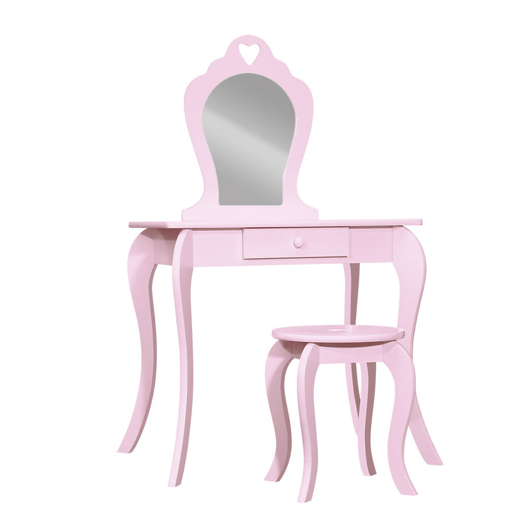 Keezi Kids Dressing Table Stool Set Vanity Mirror Princess Children Makeup Pink-2