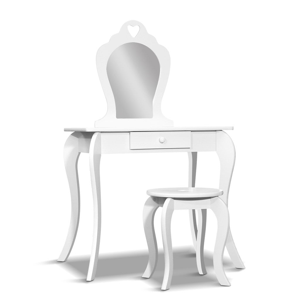 Keezi Kids Dressing Table Stool Set Vanity Mirror Princess Children Makeup White-2