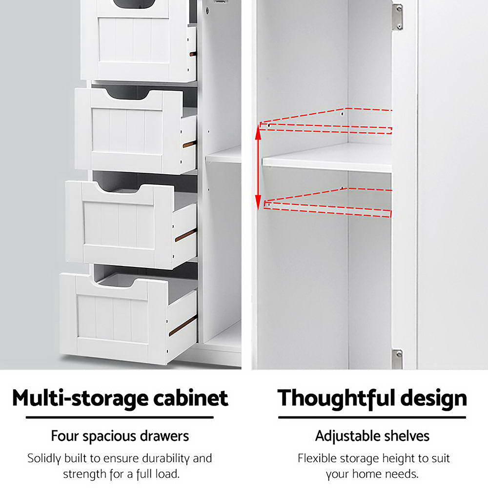 Artiss Bathroom Cabinet Storage Drawers White-4