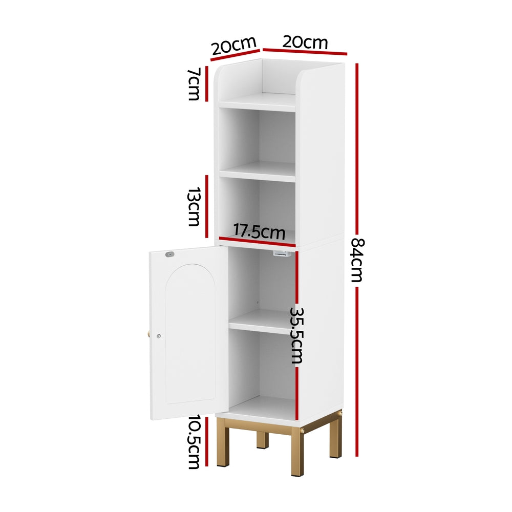 Artiss Bathroom Storage Cabinet Floor Organizer Toilet Corner Adjustable Shelf with Door White-2