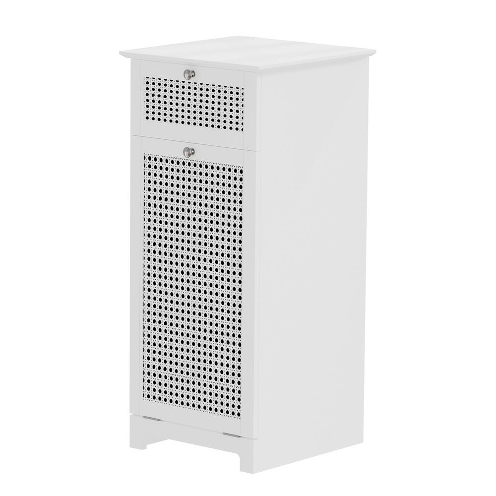 Artiss Laundry Hamper Cabinet Bathroom Storage White Rattan Clothes Basket-0