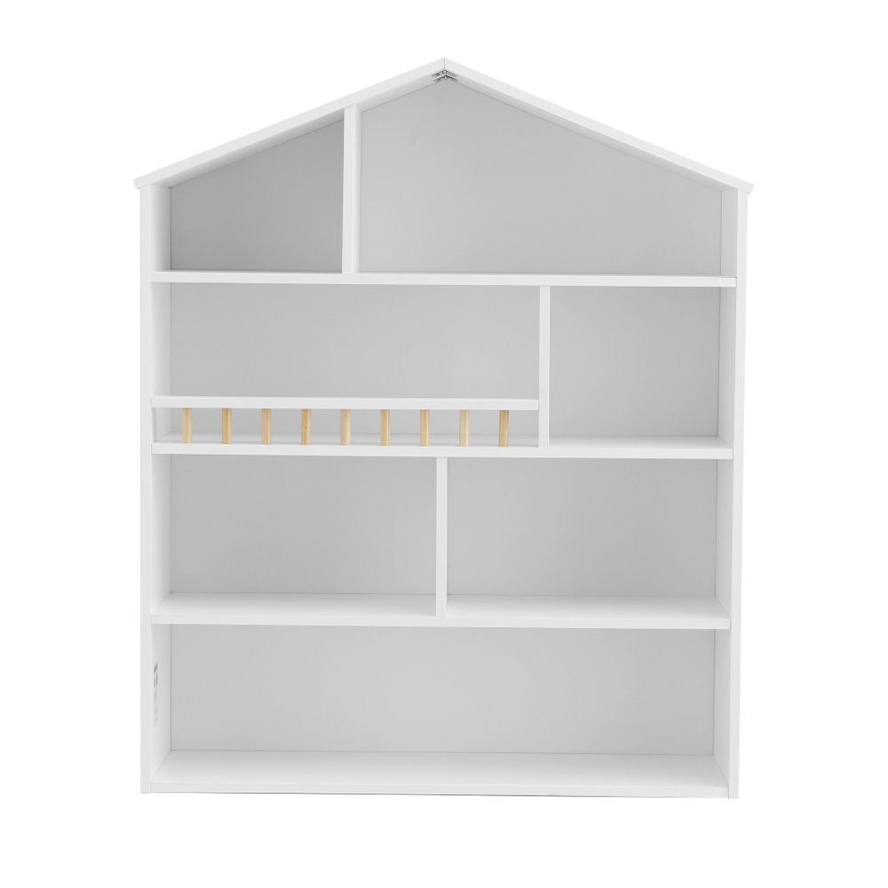 Keezi 4 Tiers Kids Bookshelf Wooden Bookcase Display Storage Organiser Cabinet White-2