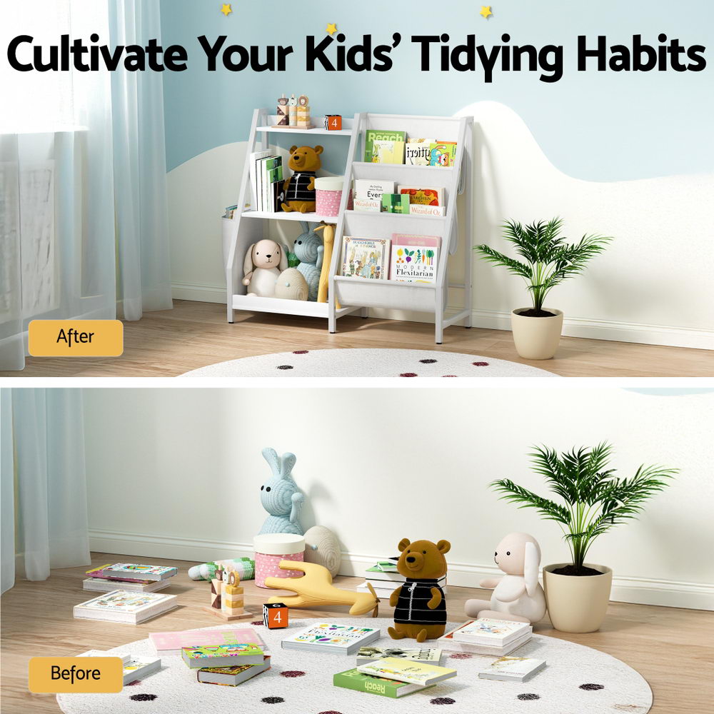 Keezi 3-Tier Kids Bookshelf Bookcase Children Toy Storage Organizer Rack Display Shelf-4