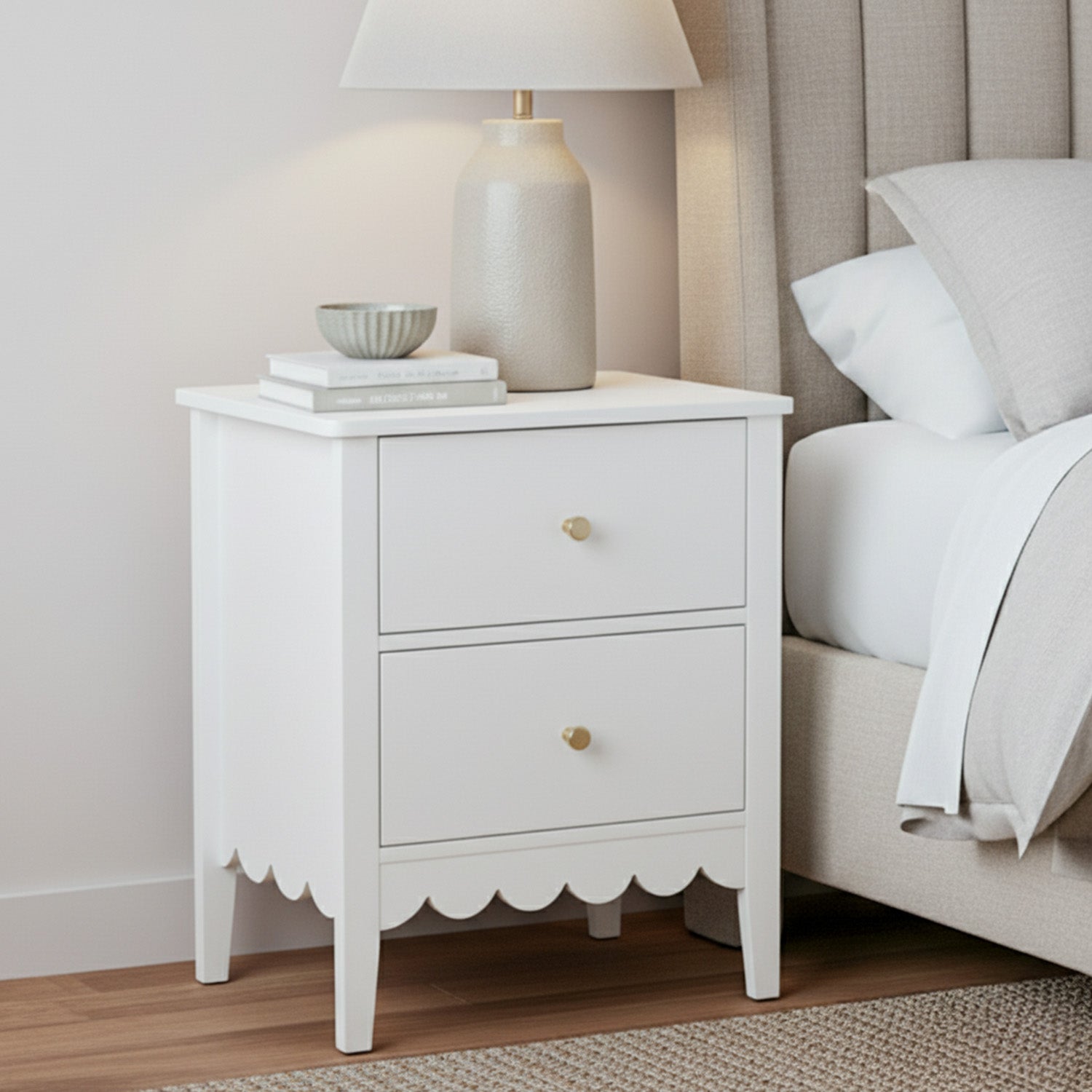 Artiss Bedside Table 2 Drawers Bedroom Storage Nightstand White-0