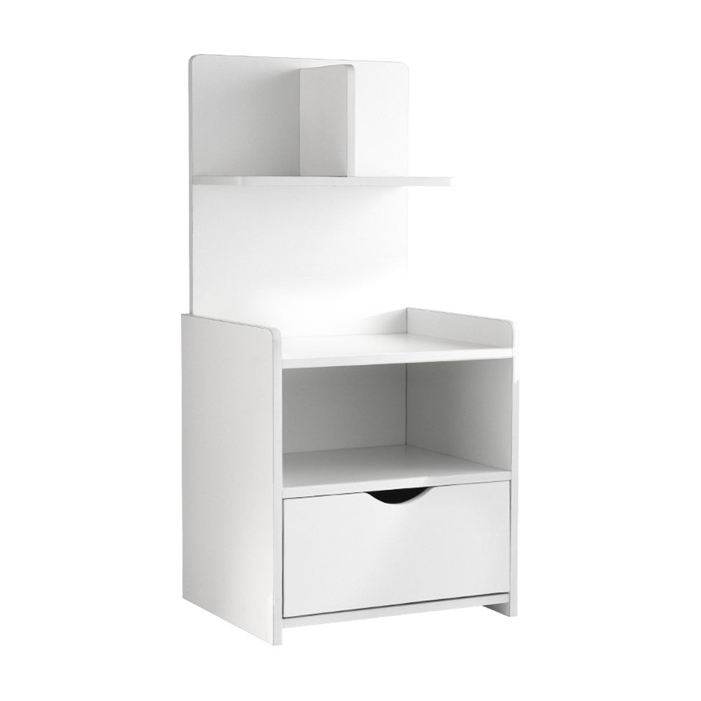 Artiss Bedside Table 1 Drawer with Shelves - EVERMORE White-0