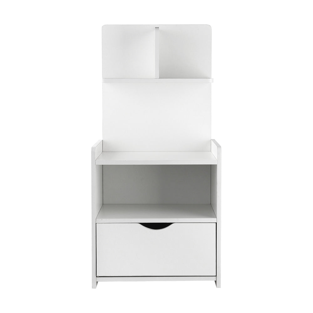 Artiss Bedside Table 1 Drawer with Shelves - EVERMORE White-2