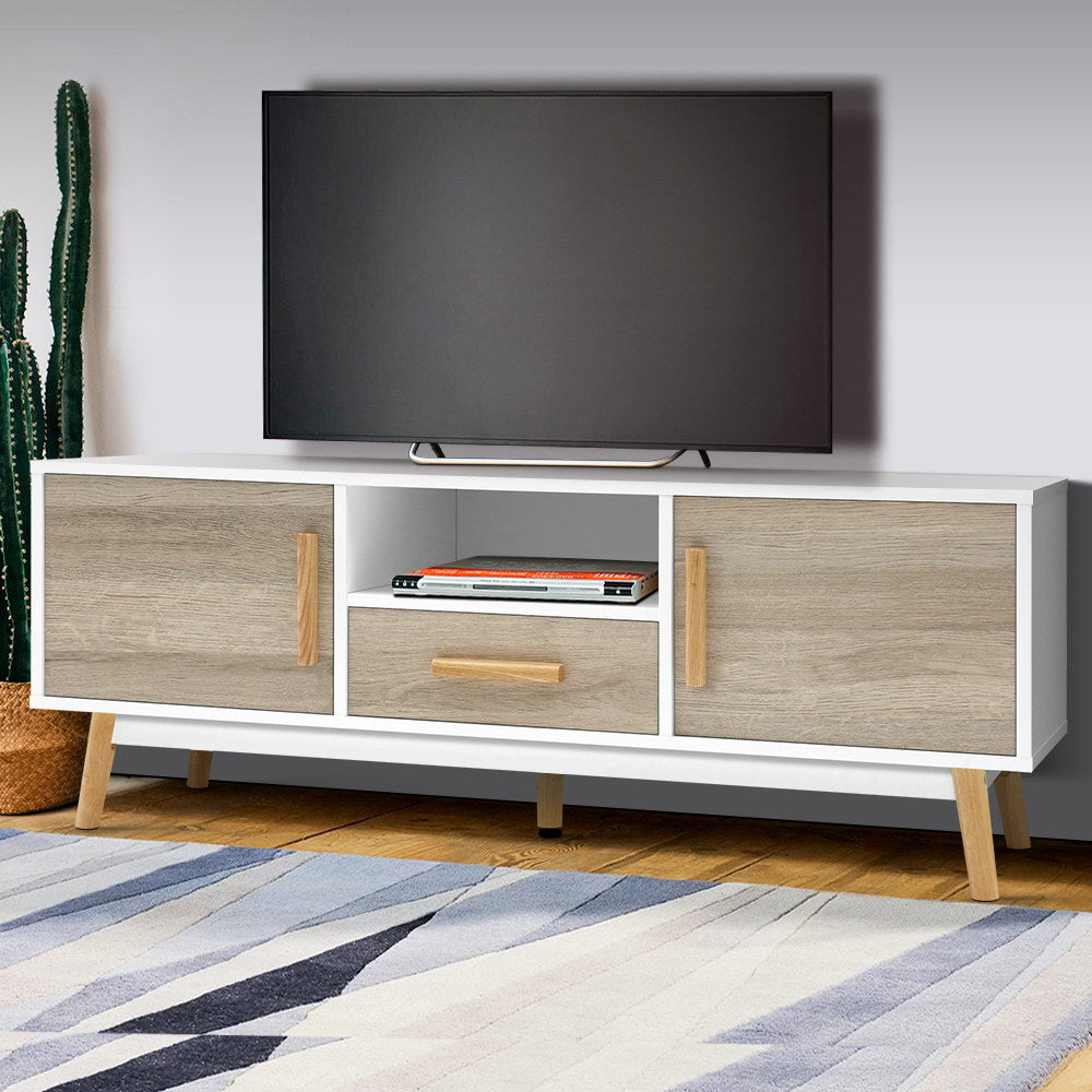 Artiss TV Cabinet Entertainment Unit 120cm Wood White Gino-6