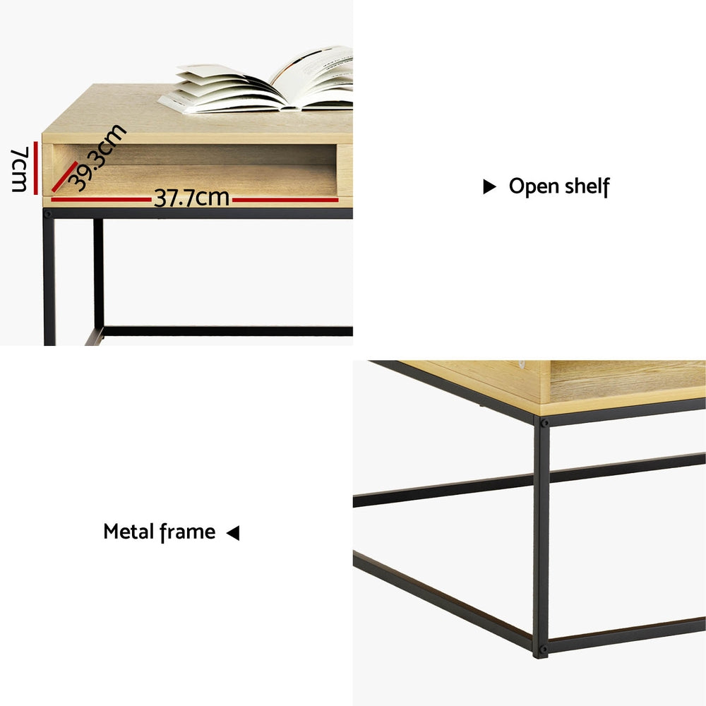 Artiss Coffee Table Storage Shelf Metal Frame-5