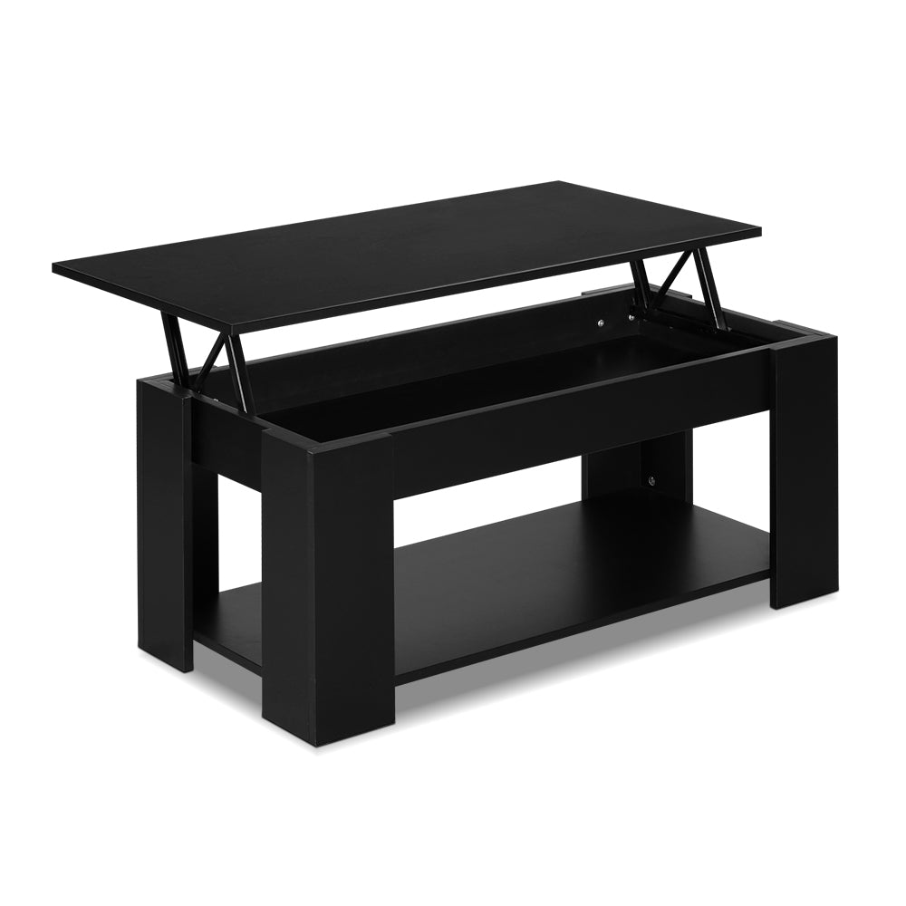 Artiss Coffee Table Lift-top Coffee Table Black-0