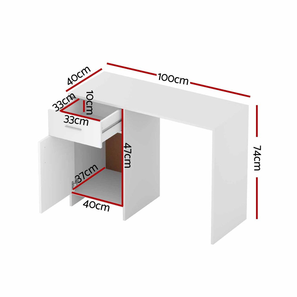 Artiss Computer Desk Drawer Cabinet White 100CM-1