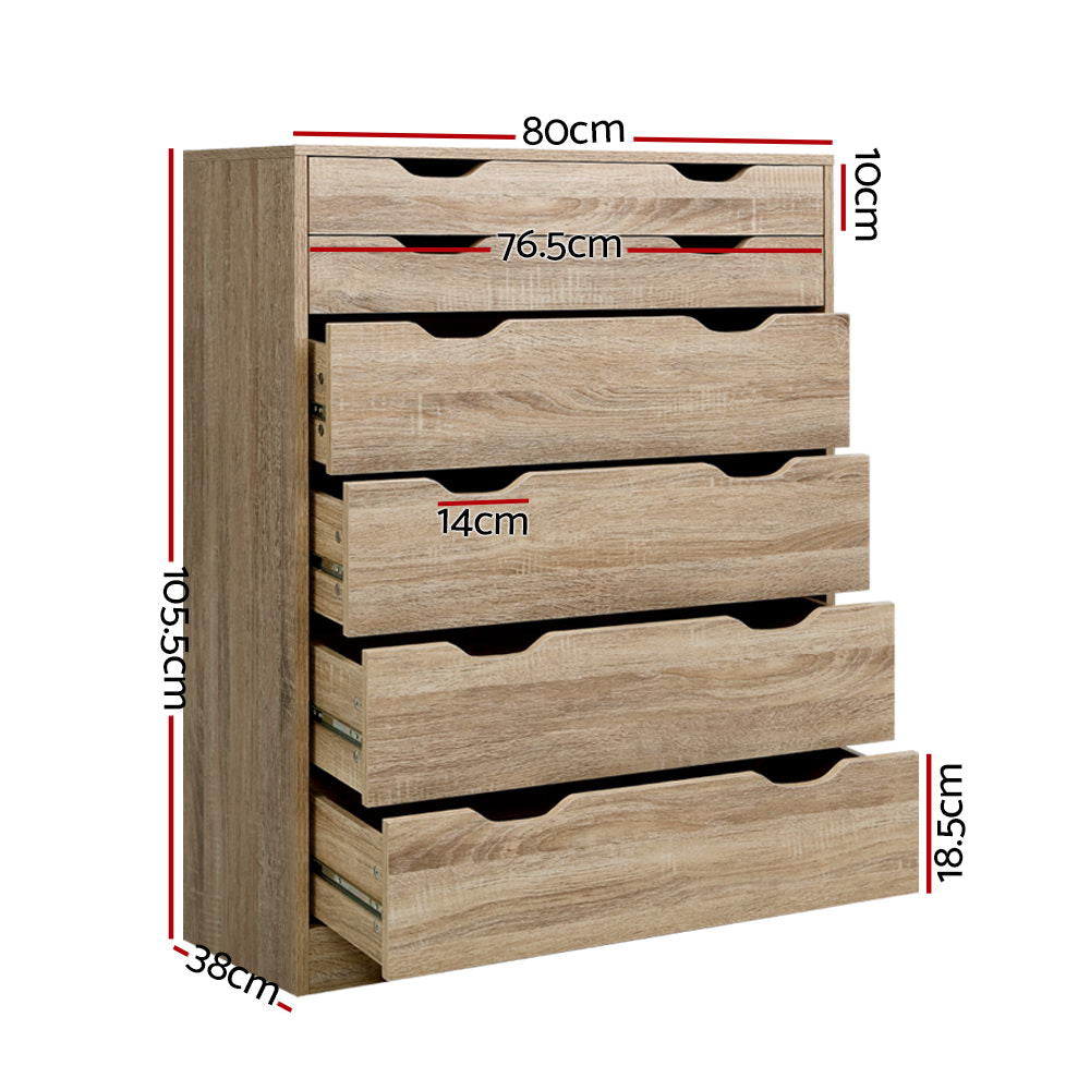 Artiss 6 Chest of Drawers - MYLA Oak-1