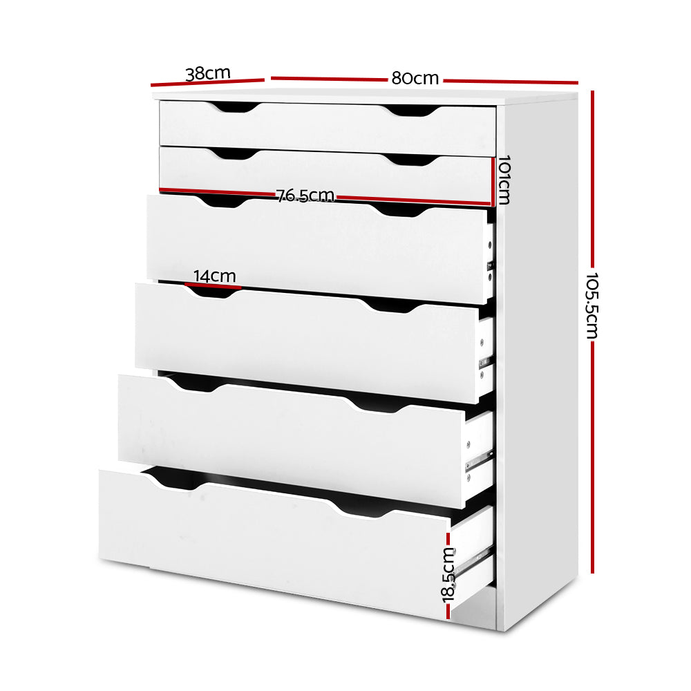 Artiss 6 Chest of Drawers - MYLA White-1