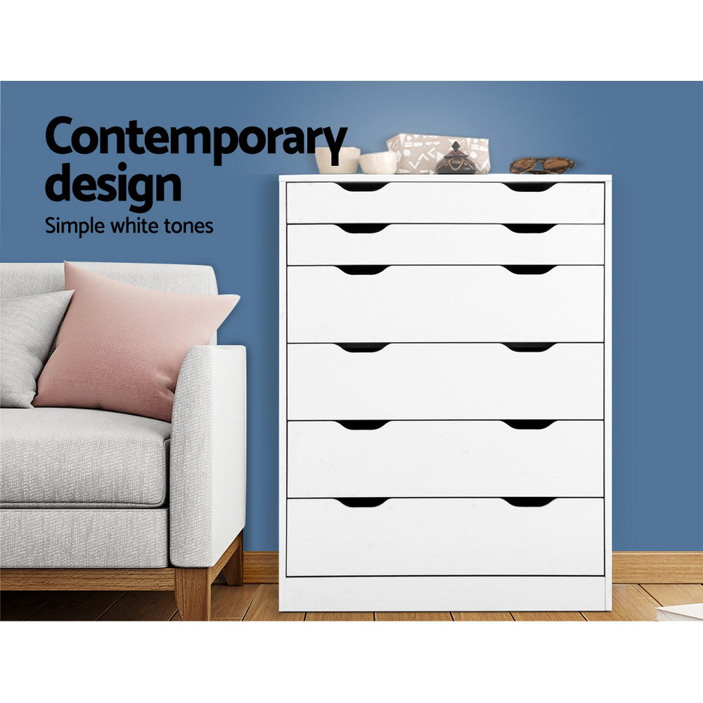 Artiss 6 Chest of Drawers - MYLA White-2