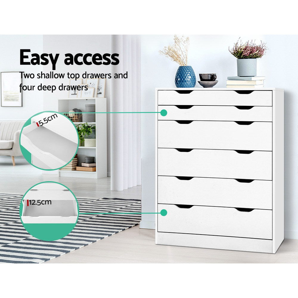 Artiss 6 Chest of Drawers - MYLA White-3