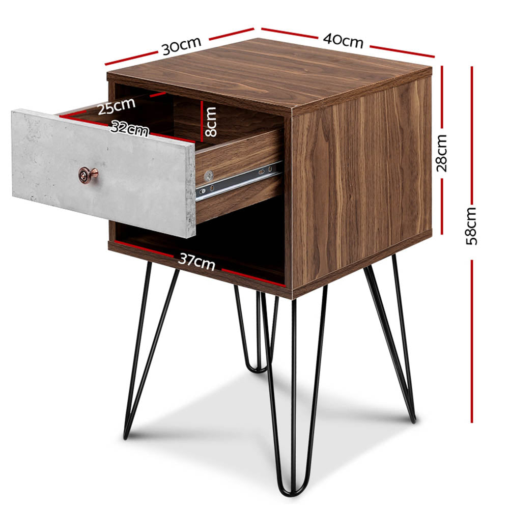 Artiss Bedside Table 1 Drawers with Shelf - LARS-1