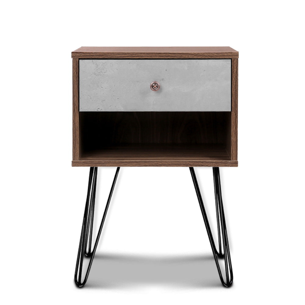 Artiss Bedside Table 1 Drawers with Shelf - LARS-2