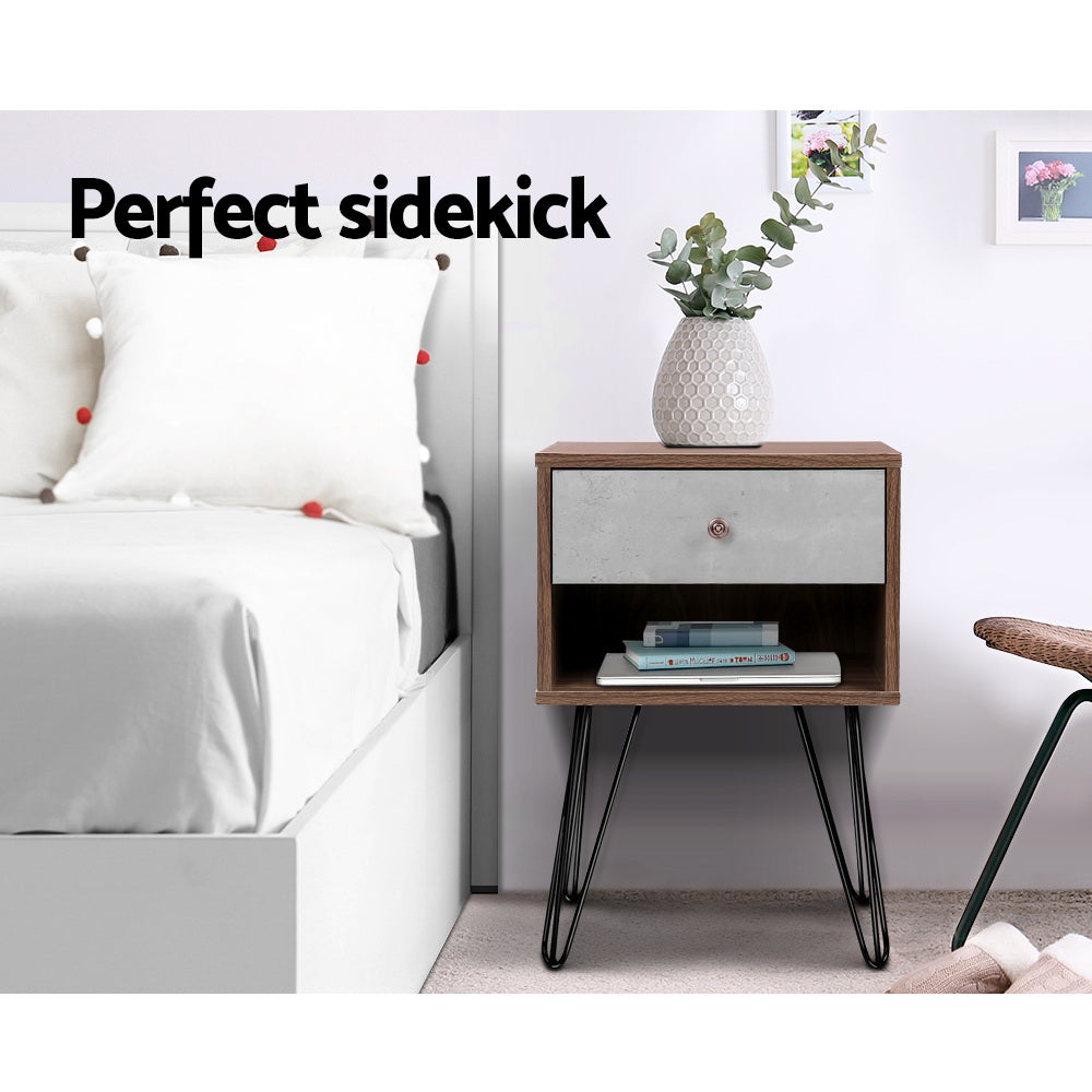 Artiss Bedside Table 1 Drawers with Shelf - LARS-3