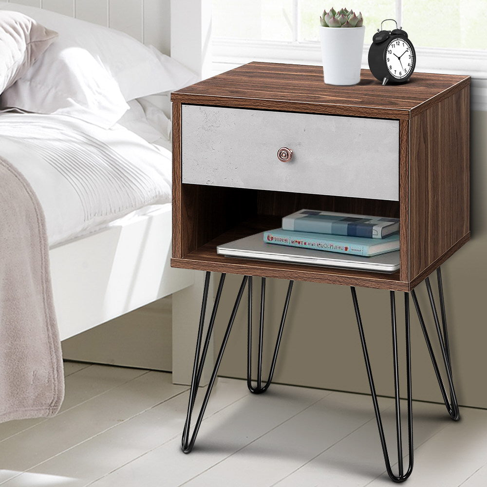 Artiss Bedside Table 1 Drawers with Shelf - LARS-6