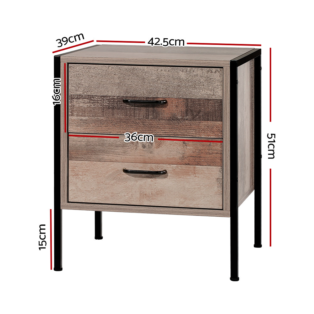 Artiss Bedside Table 2 Drawers - BARNLY-1