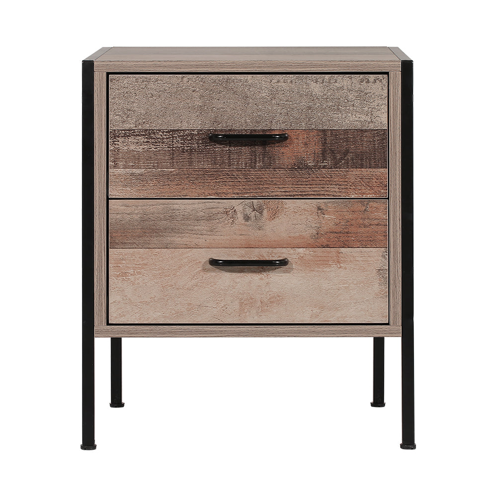 Artiss Bedside Table 2 Drawers - BARNLY-2