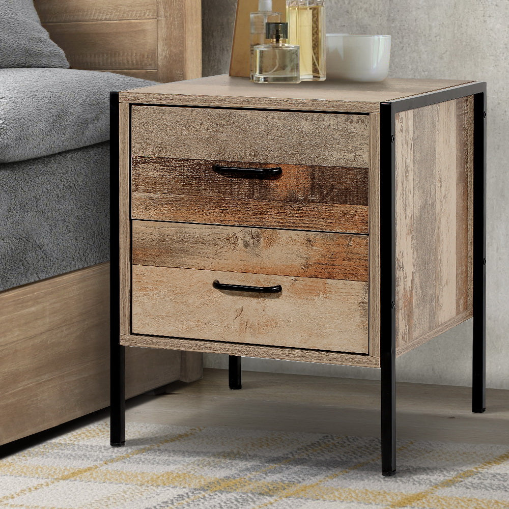 Artiss Bedside Table 2 Drawers - BARNLY-7