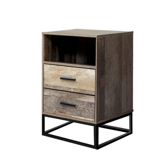 Artiss Bedside Table 2 Drawers with Shelf - BADAN-0