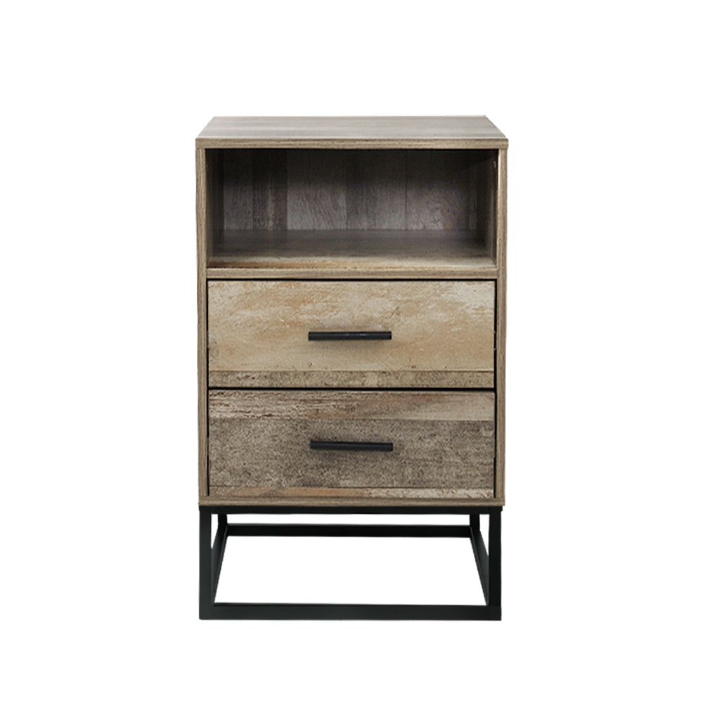 Artiss Bedside Table 2 Drawers with Shelf - BADAN-2