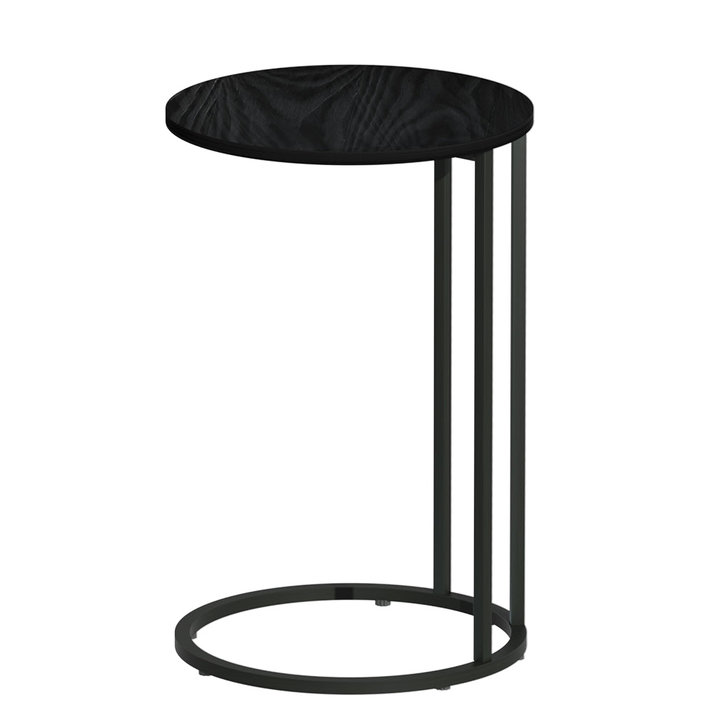 Artiss Coffee Table Side Table Round Black Martha-0