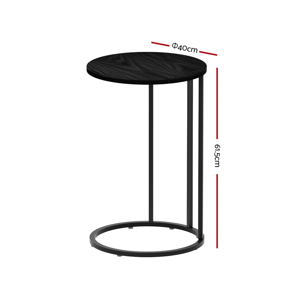 Artiss Coffee Table Side Table Round Black Martha-1