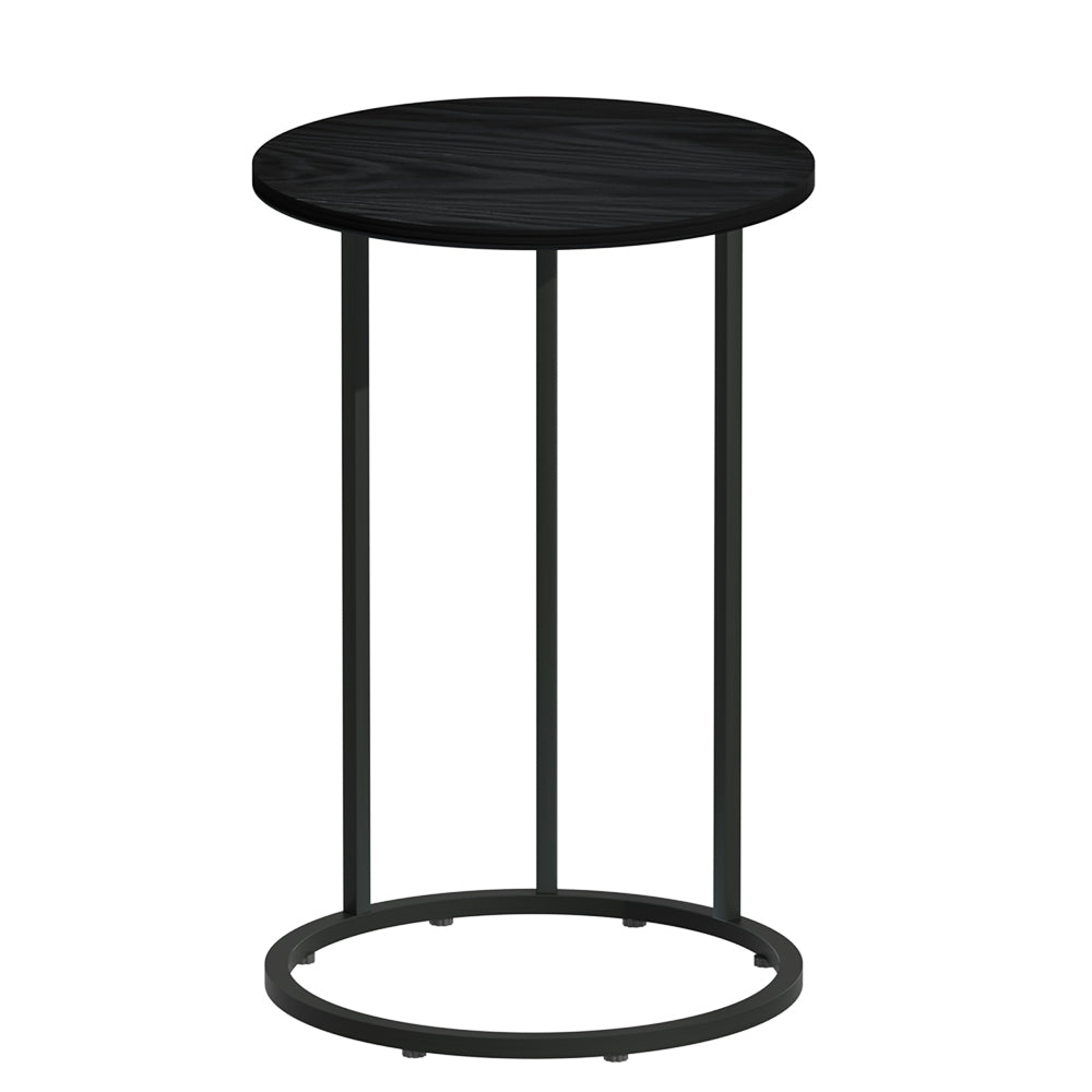 Artiss Coffee Table Side Table Round Black Martha-2