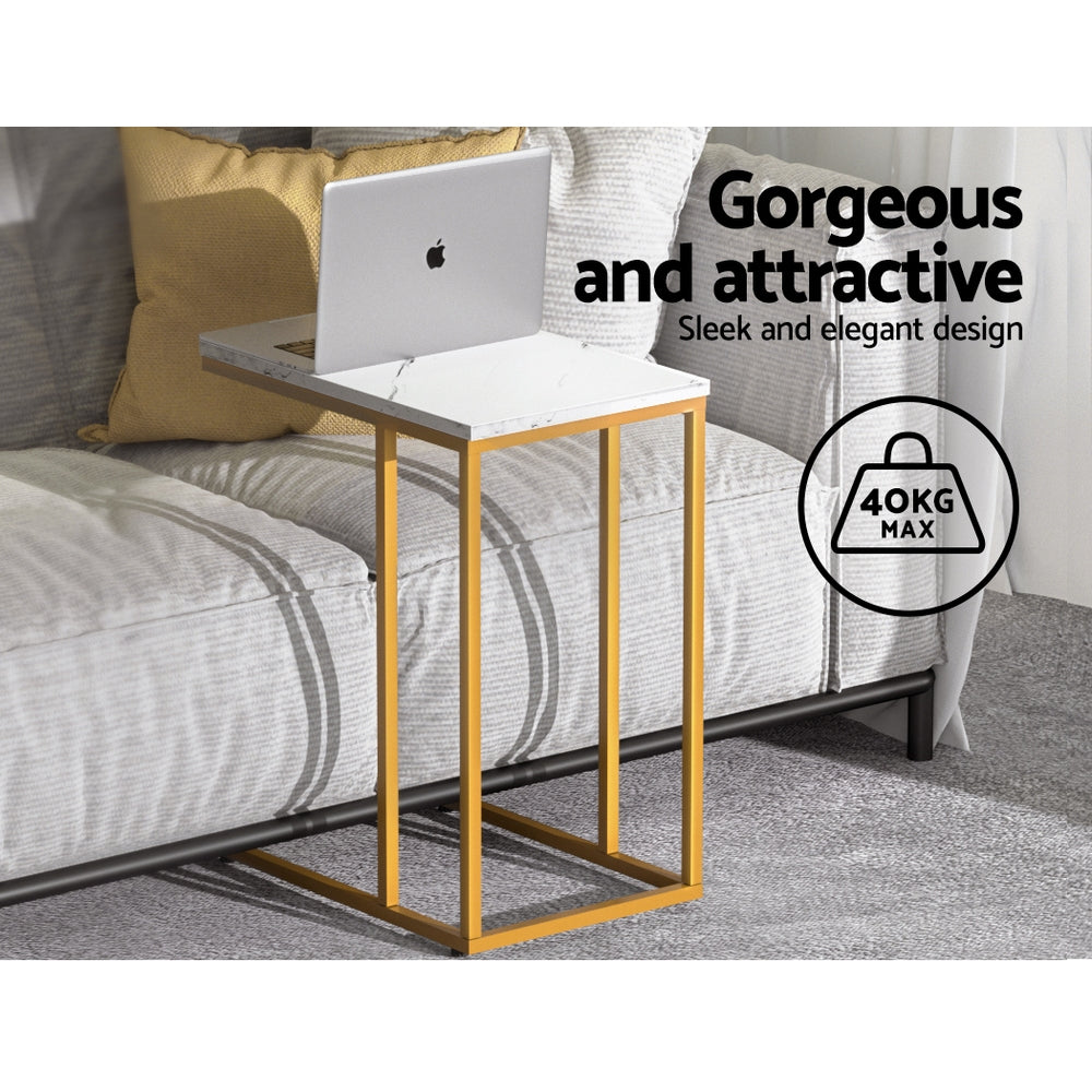 Artiss Coffee Table Side Table Marble Effect Emma-4