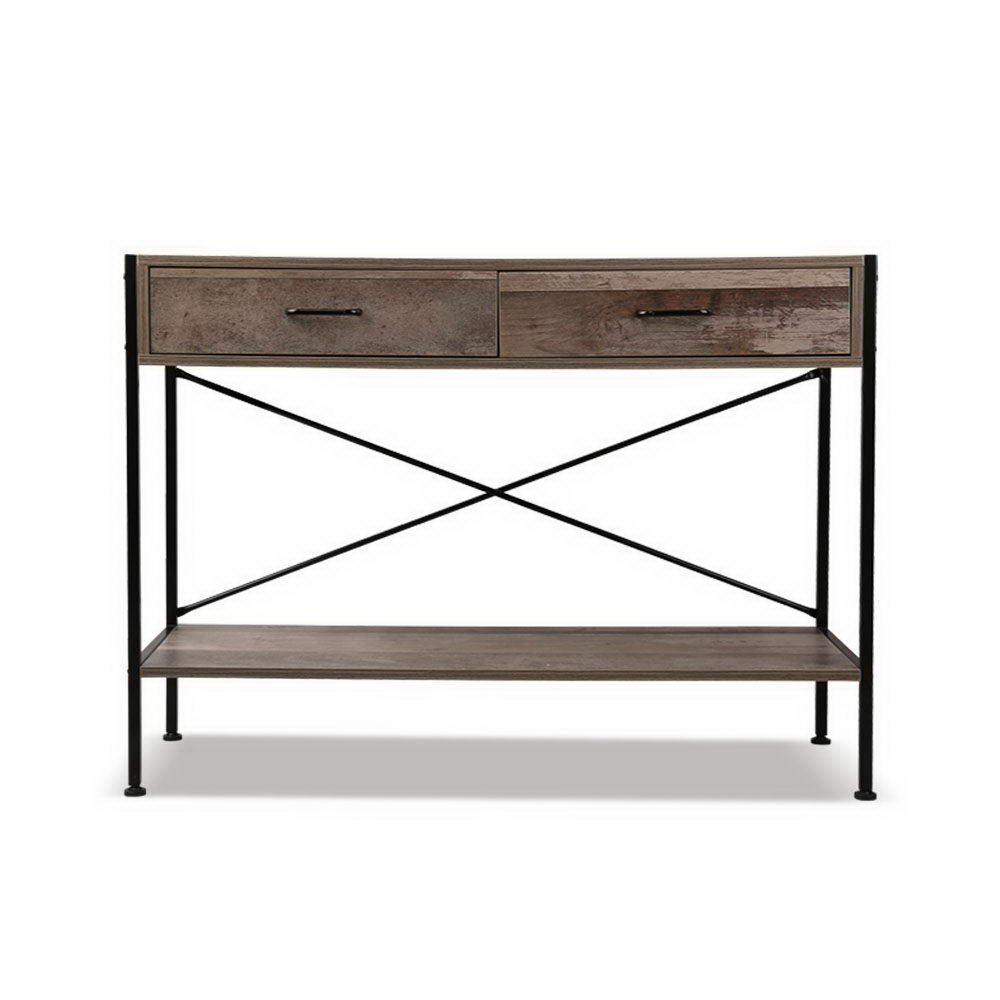 Artiss Console Table 2 Drawers Walnut Marconi-0