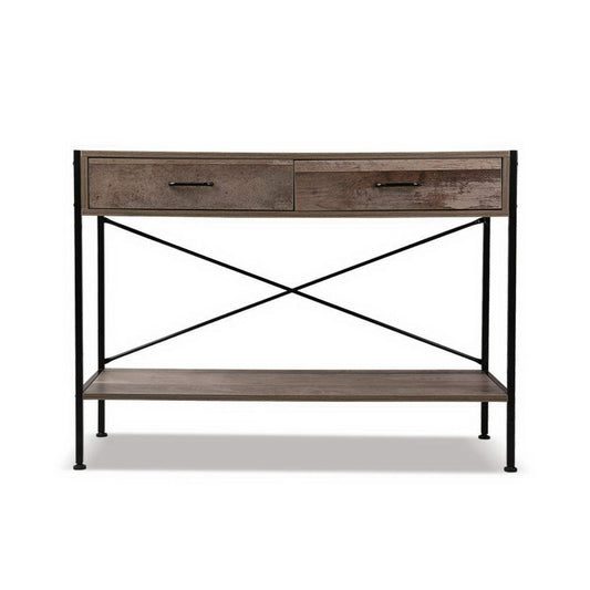 Artiss Console Table 2 Drawers Walnut Marconi-0