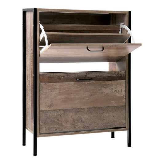 Artiss 12 Pair Wooden Vintage Shoe Rack Storage Cabinet - Wood-0