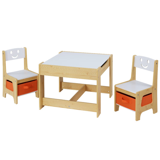 Keezi 3PCS Kids Table and Chairs Set Activity Desk Chalkboard Toys Storage Box-0