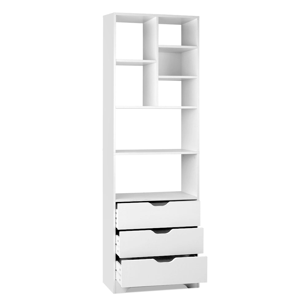 Artiss Bookshelf with Drawers - NANA White-0