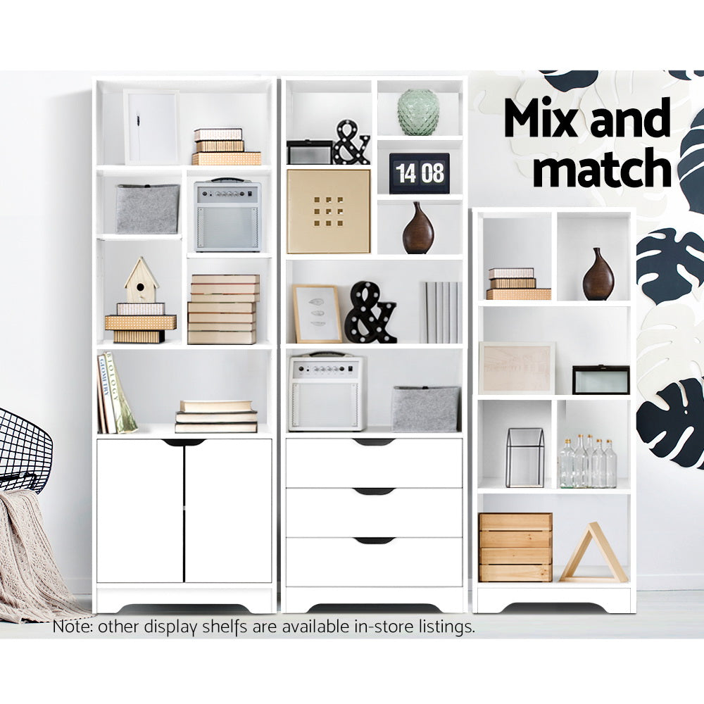 Artiss Bookshelf with Drawers - NANA White-5