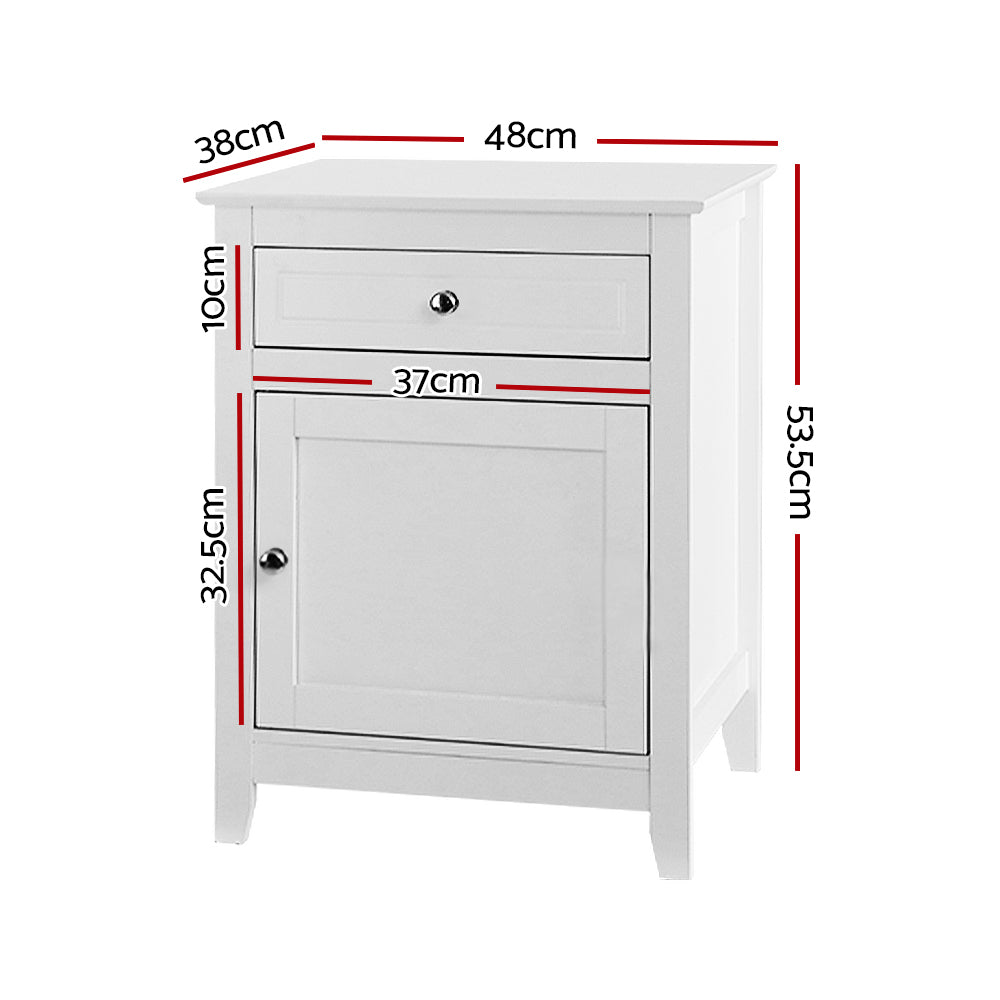 Artiss Bedside Tables Side Table Drawers Nightstand White-1