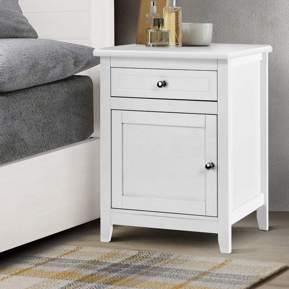 Artiss Bedside Tables Side Table Drawers Nightstand White-7