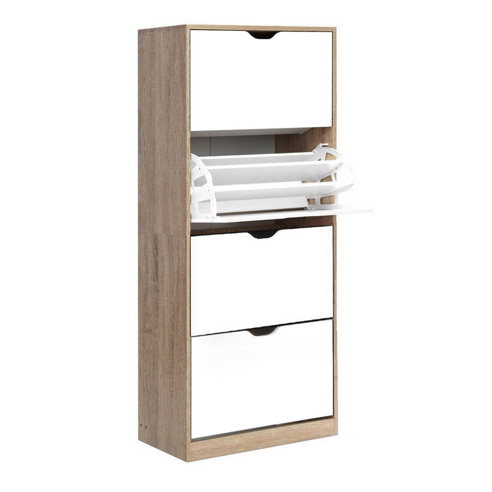 Artiss Shoe Rack Cabinet 60 Pairs 4-tier White Elen-0