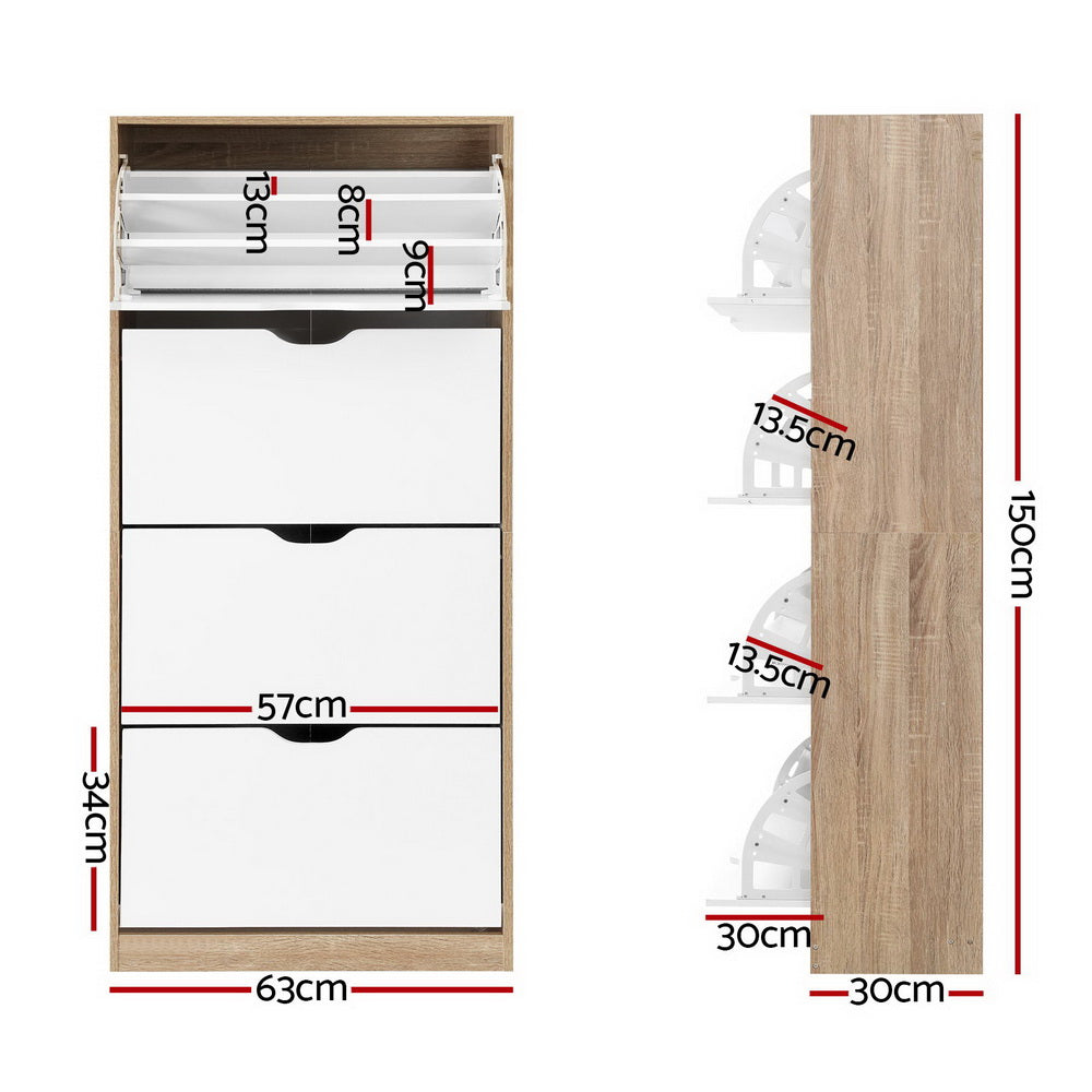 Artiss Shoe Rack Cabinet 60 Pairs 4-tier White Elen-1