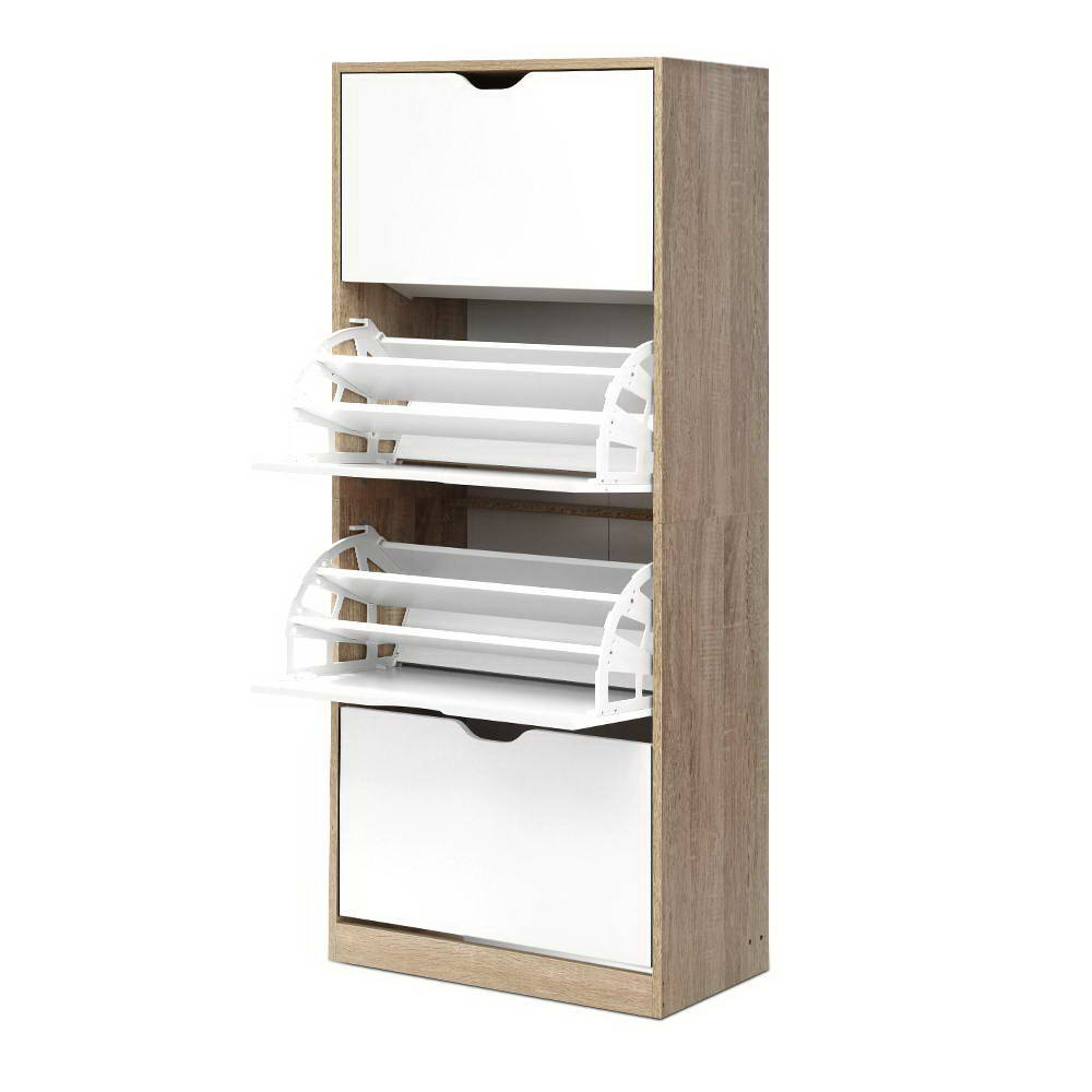 Artiss Shoe Rack Cabinet 60 Pairs 4-tier White Elen-2