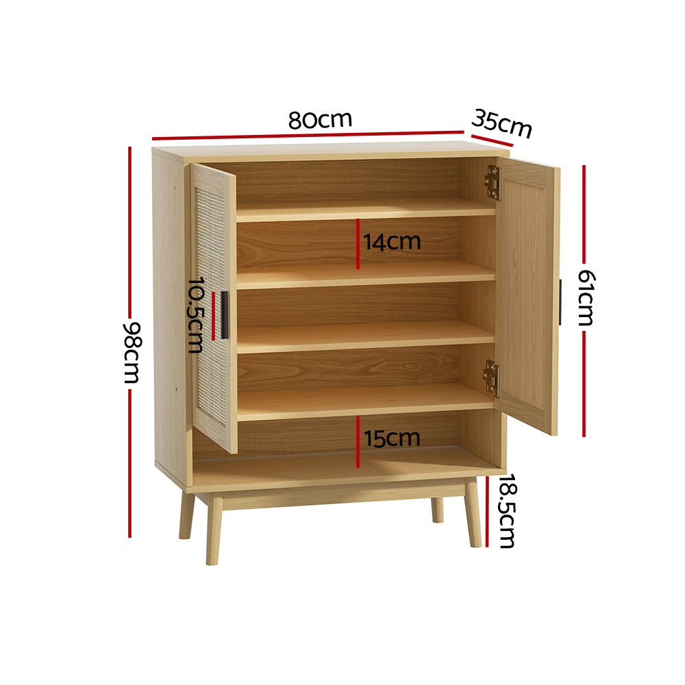 Artiss Shoe Rack Cabinet Rattan 5-tier 20 Pairs Dani-1