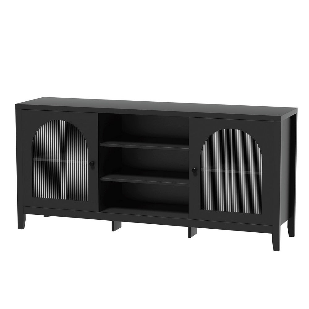 Artiss Buffet Sideboard Shelves Double Doors - Black-0